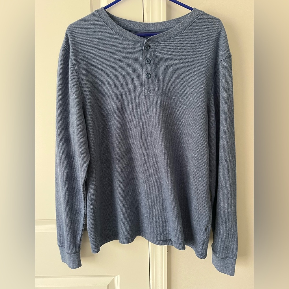 2 Long Sleeve Shirts Size L 42-44 for Men Blue Grey